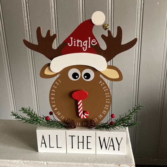 NWT- Jingle All The Way Wooden Reindeer- Days To Christmas Countdown Decoration - Picture 6 of 13